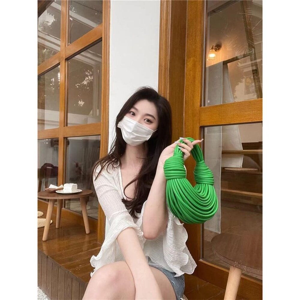 ⚡ Women's Green Top Handle Leather Clutch Satchel Shoulder Noodles Underarm Bag